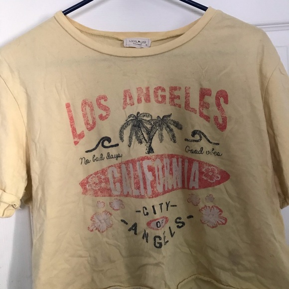 Los angles yellow cropped t shirt - Picture 1 of 2